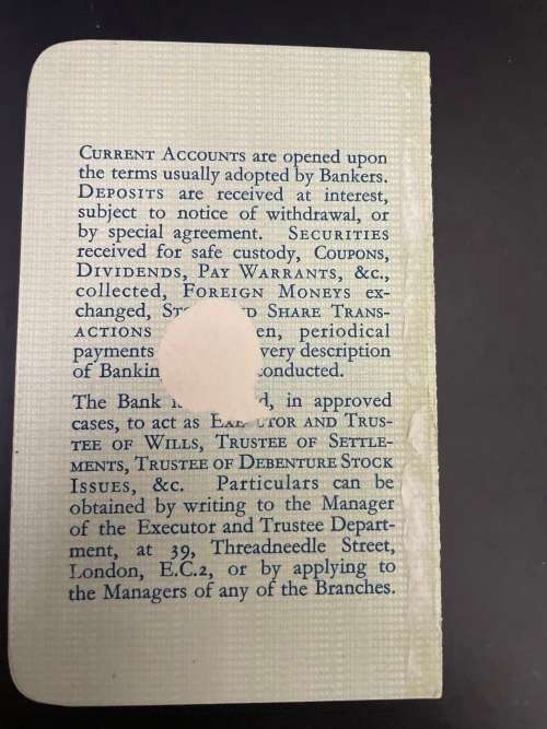 Lloyds Bank Limited letter and indications Specimen