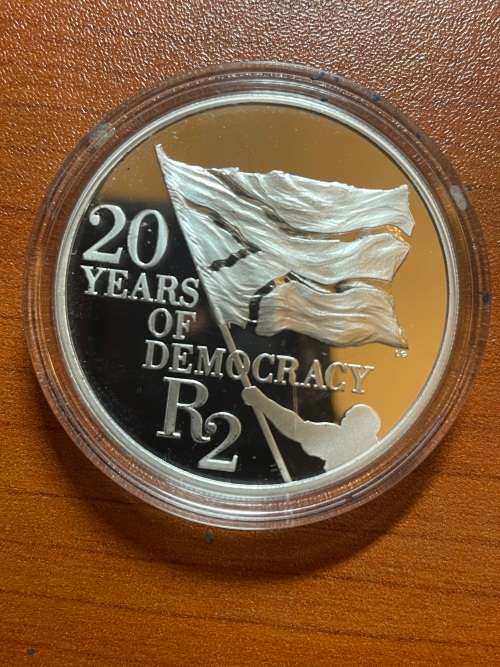 2014 * 20 year democracy silver R2 * one ounce of silver *** SCARCE PROOF