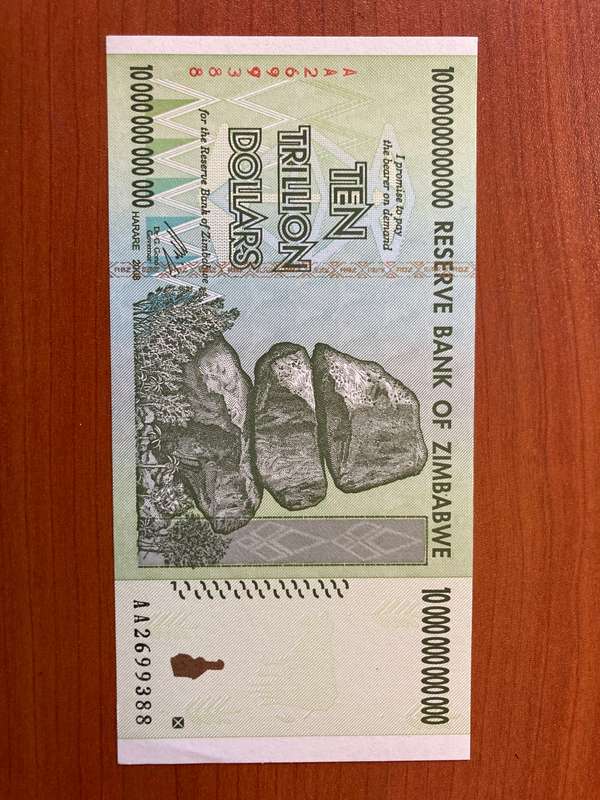 Zimbabwe 10 TRILLION - aa This prefix
