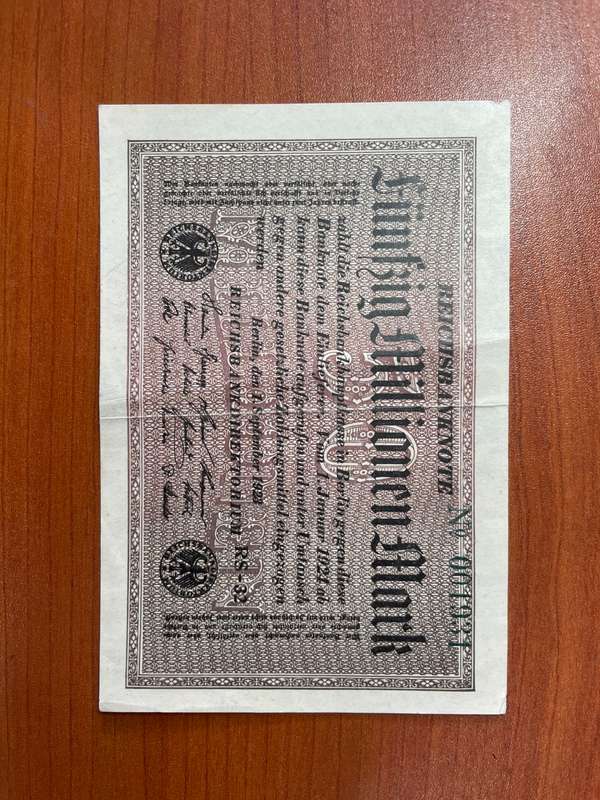 Germany post world  war 1 - 1923 50 mark, crisp