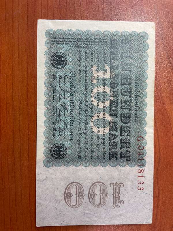Germany post world  war 2 - 100 million mark hyper inflation note