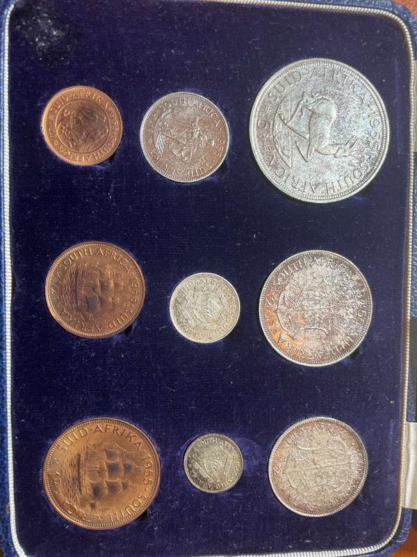 1955 short proof set-from toning seems untouched. crown is magnificent- has been very well preserved
