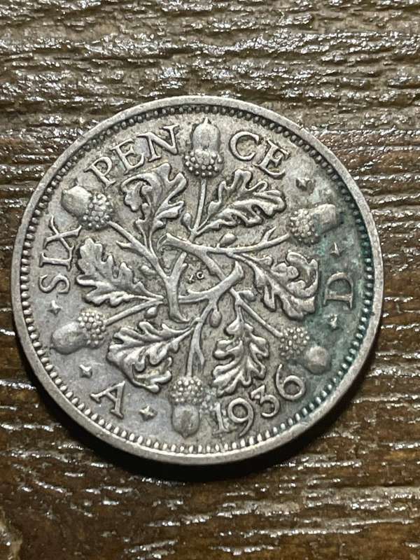 1936 *** King George *** 6 pence - silver