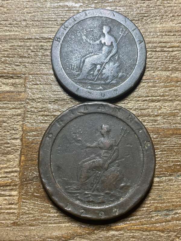 1797 both penny and 2 penny - extremely scarce *** DOUBLE CARTHWRIGHT PENNY