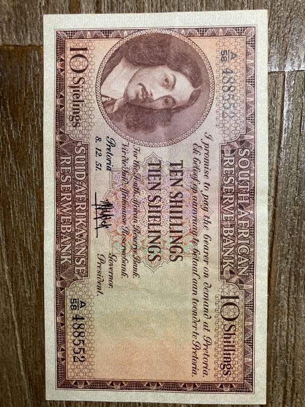 De Kock - 10 Shilling secon issue - slight mid fold