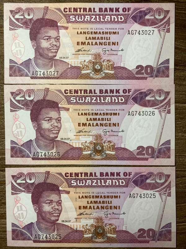 Swaziland 1999 20 emalangeni 3 in sequence
