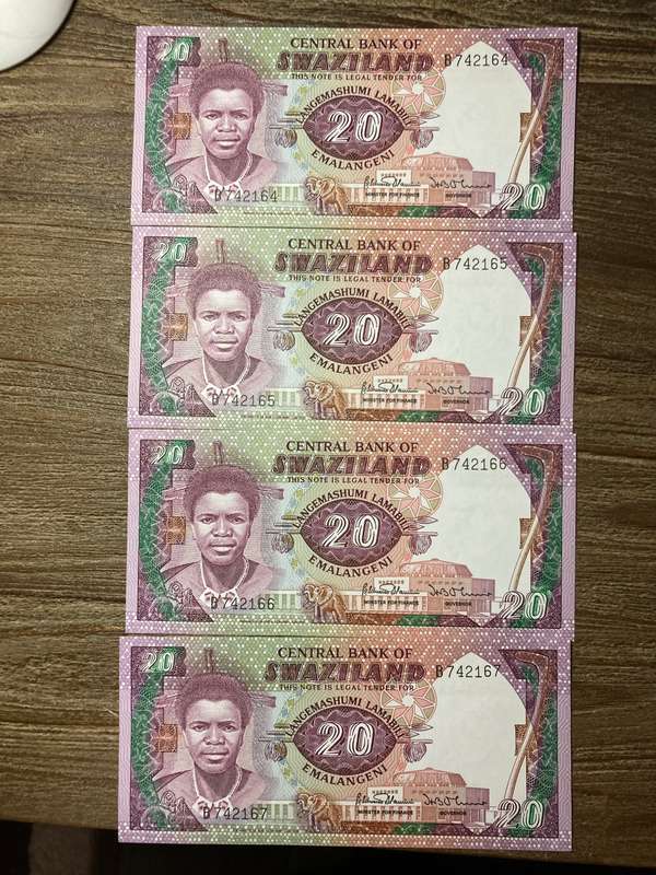 Swaziland  20 emalangeni  4 in sequence