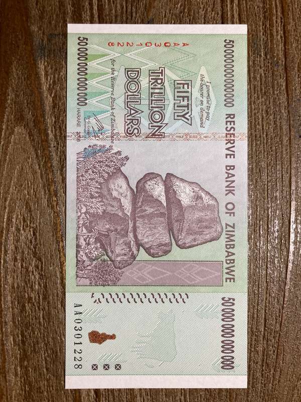 Zimbabwe * 50 TRILLION DOLLARS * get them while they are available few left