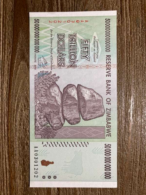 Zimbabwe * 50 TRILLION DOLLARS * get them while they are available few left *