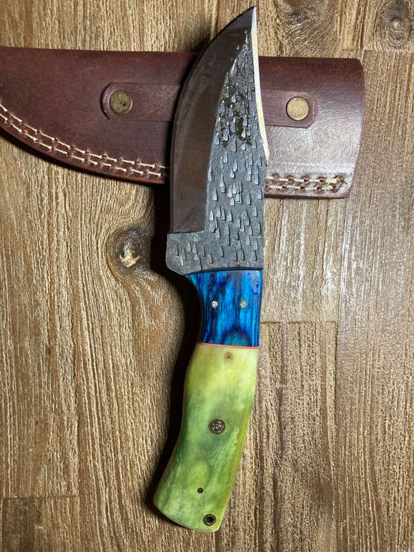 New hunting knife with leather sheath