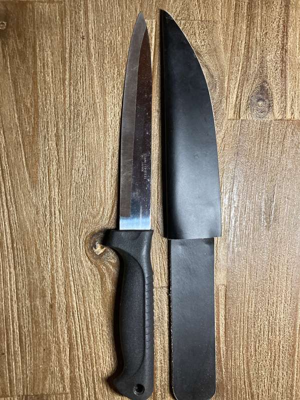 Japanese knife with leather sheath