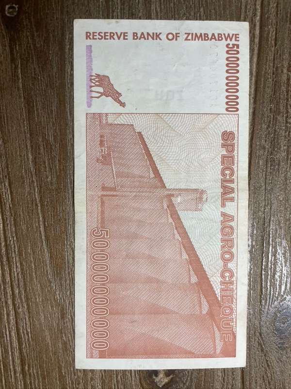 Zimbabwe  ***  50 Billion  ***  2008 special Agro Cheque  ***  Very collectable