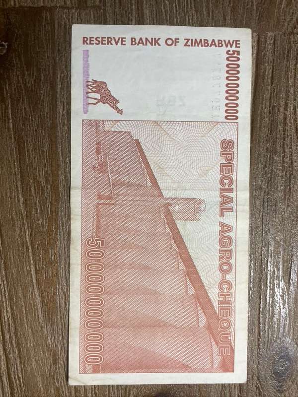 Zimbabwe  ***  50 Billion  ***  2008 special Agro Cheque  ***  Very collectable