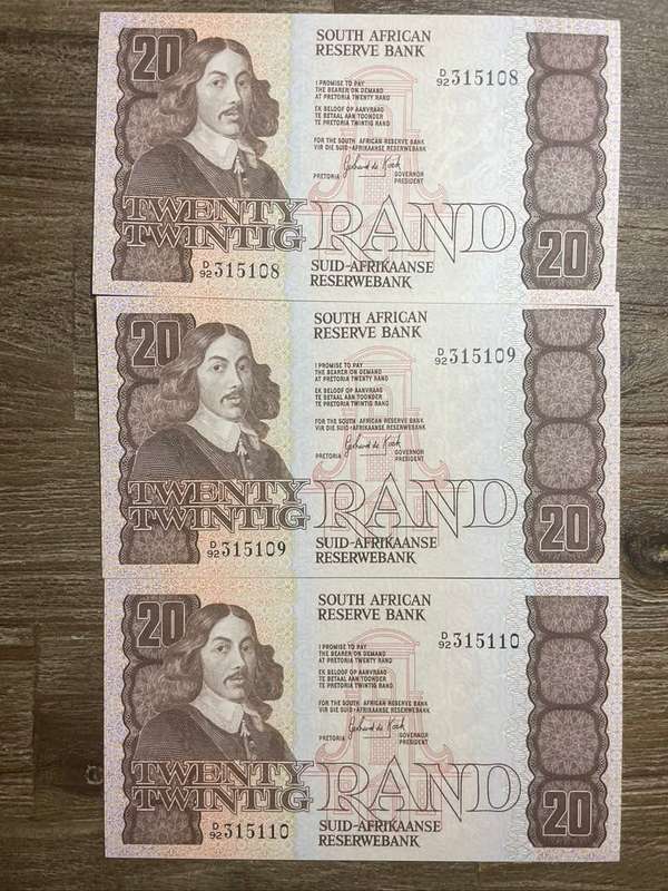 GPC de Kock  ***  R20  ***  Third issue  ***  Great consecutive notes all 3 notes for 1 price