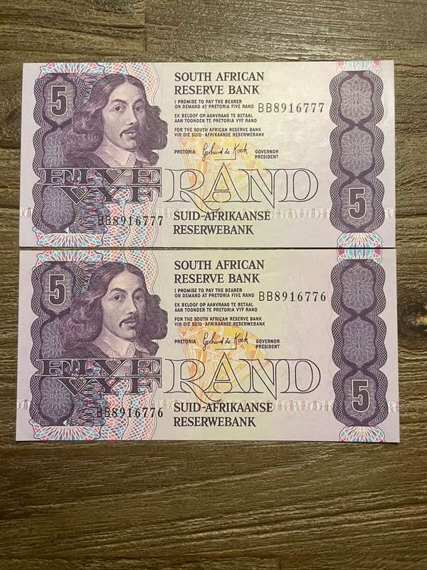 GPC de Kock  ***  R5  ***  1989 third issue  ***  looks unc BB in sequence one ends in 777