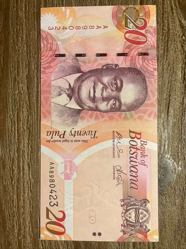 Botswana  ***  20 Pula  ***  AA PREFIX  ***  excellent collectable