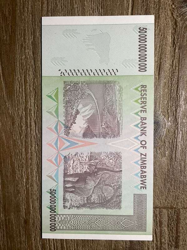 Zimbabwe  ***  $50 TRILLION  ***  2008 issue   ***  very elusive and think it is a good investment