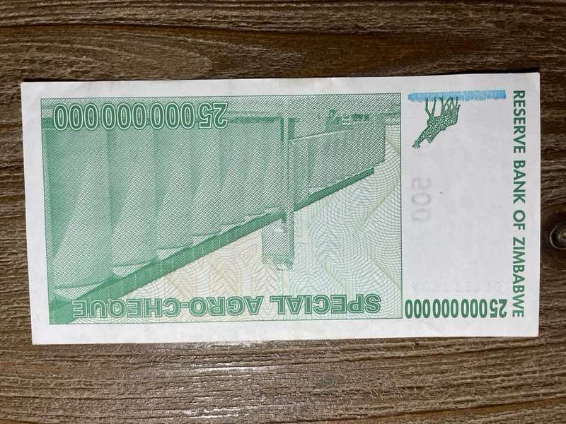 Zimbabwe   *  25 billion special agro cheque  *  issued 15 May 2008  *  decent condition