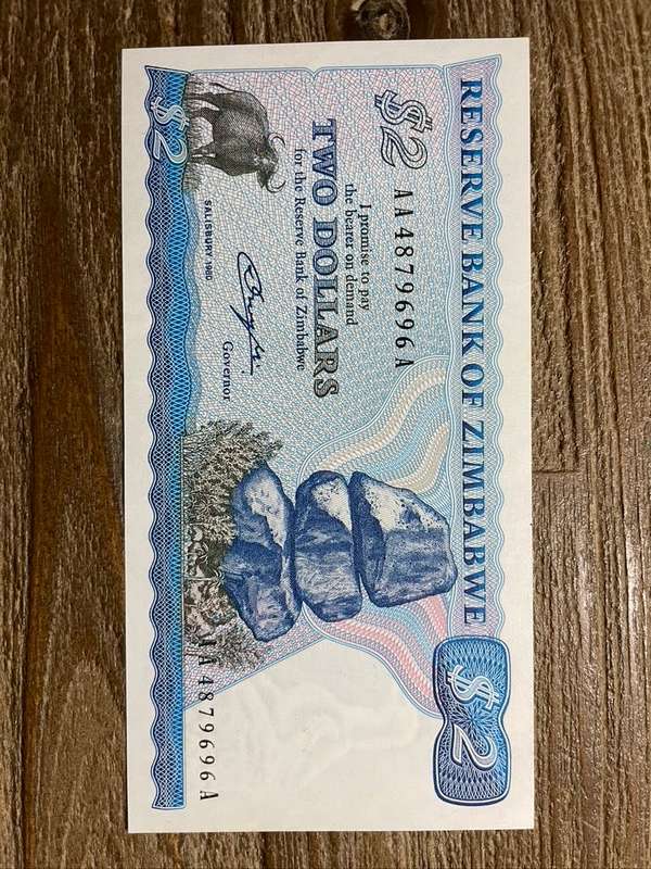 Zimbabawe  *  $2  *  1980  *  crisp to the touch