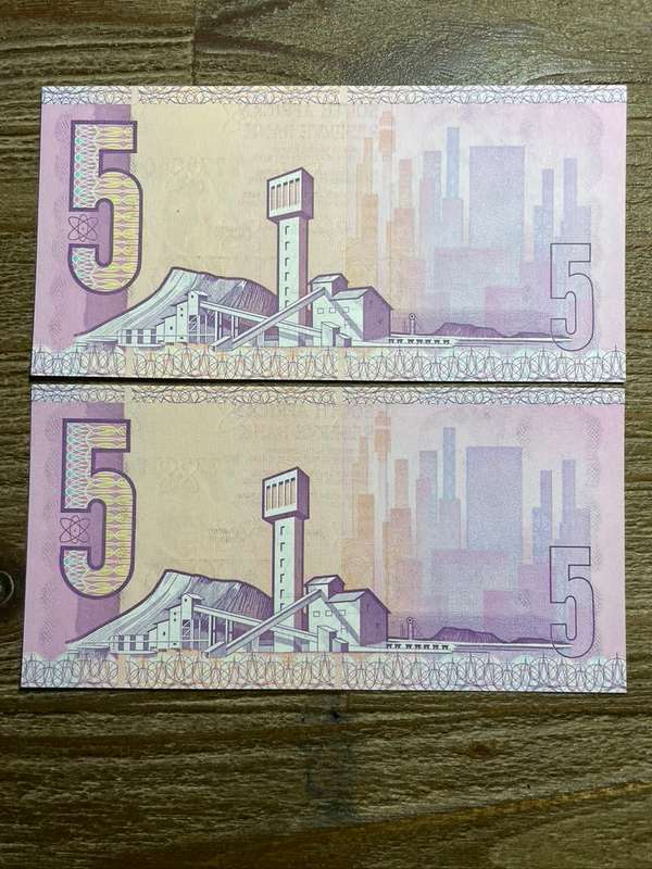 GH de Kock  *  R5  *  1984 3rd issue  *  2 beautiful notes in sequence