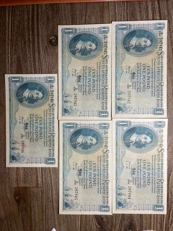 MH de Kock  *  1 pounds  *  third issue 1958  *  5 notes in sequence *** what a collection