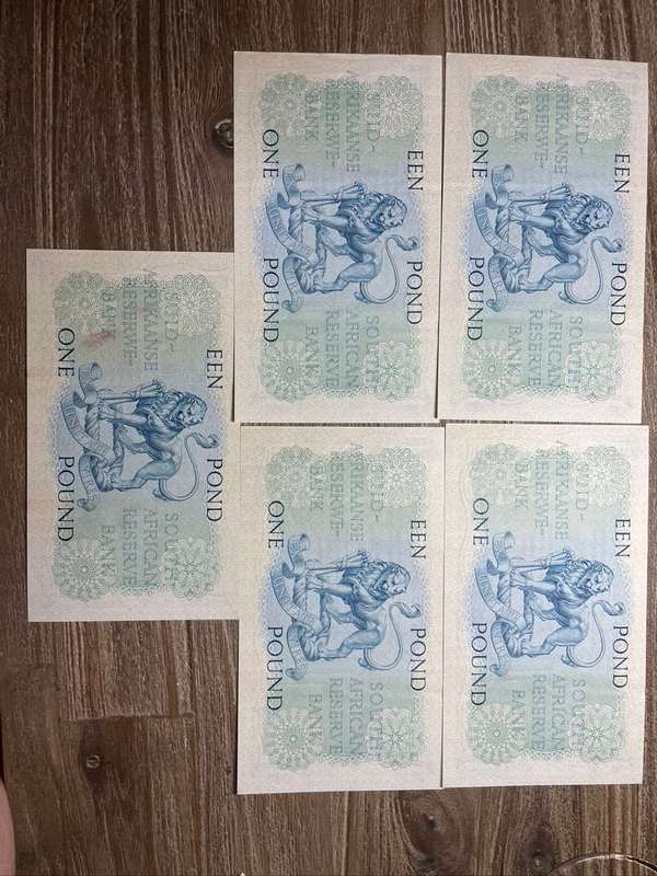 MH de Kock  *  1 pounds  *  third issue 1958  *  5 notes in sequence *** what a collection