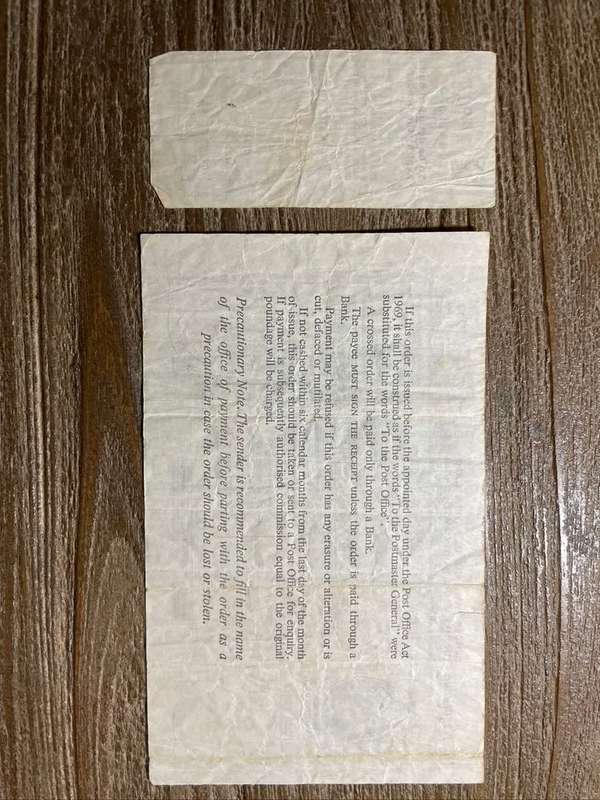 British postal order  *   2/ , 2 shilling  *  with centrefoil  *  very collectable