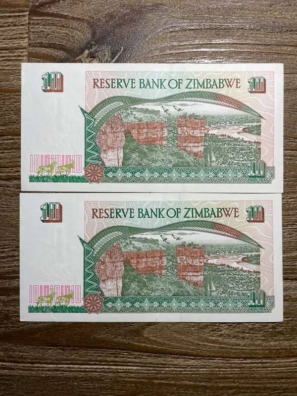 Zimbabwe   *  $10  *  issued 1997  *  consecutive issue