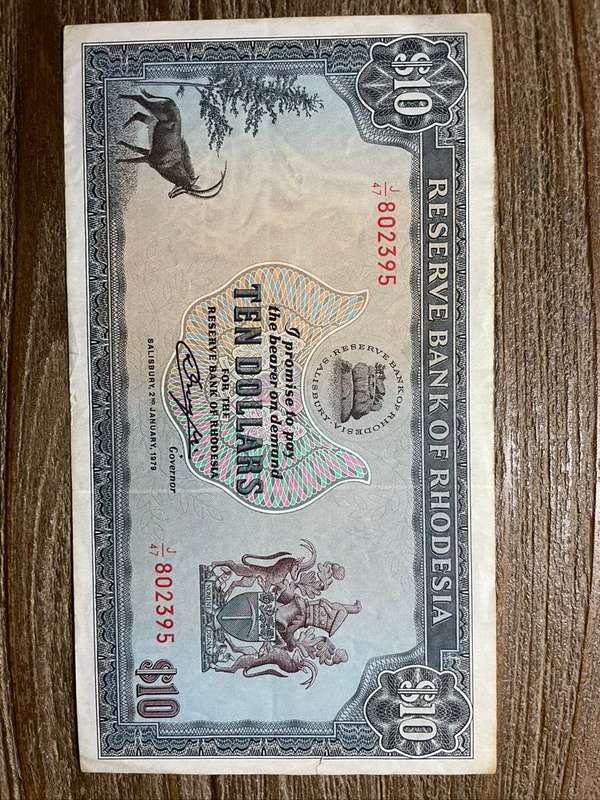 Rhodesia  *  $10  *  1979  *  ef pick 9.41