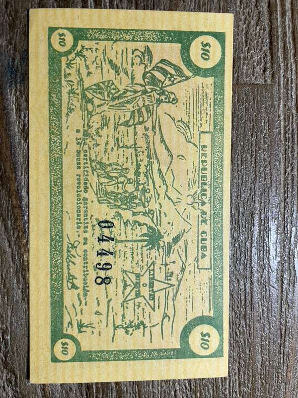 Cuba revolution  *  $10  *  movement 26 de Julio  *  seldom offered donation note