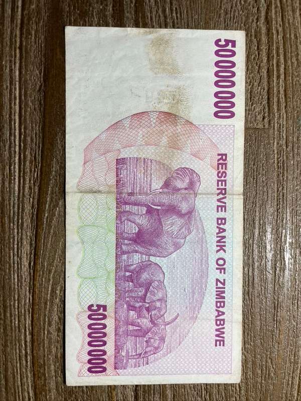 Zimbabwe  *  50 million  *  2008 bearer cheque  *  please refer to picture for grade