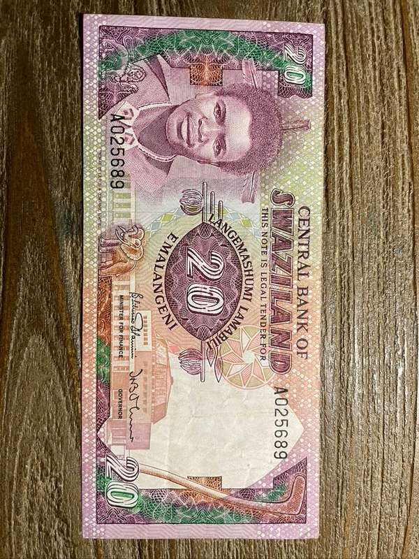 Swaziland  *  20 emalangeni  *  A prefix  *  not unc, picture will deceive