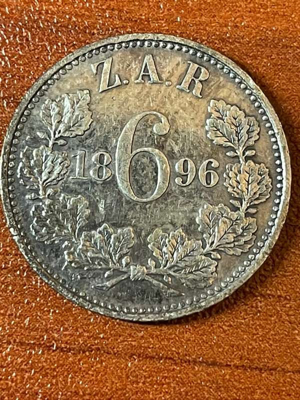 1896 *** 6 Pence  *** ZAR *** While exibits AU it is a details coin