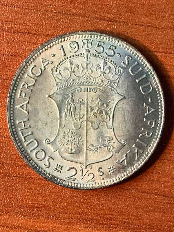 1955 *** 2 1/2 Shilling *** uncirculated but with flat spots