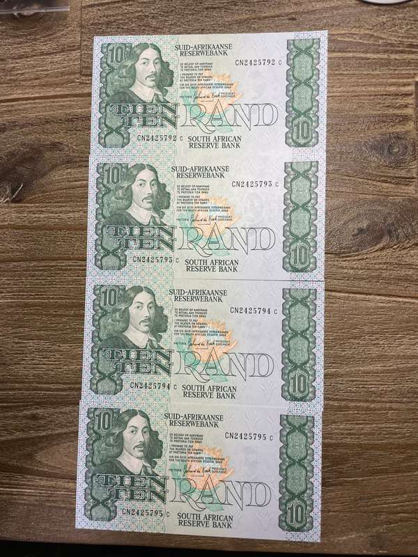 GHC de Kock *** R10 *** 1985 third issue *** 4 beautiful consecutive notes
