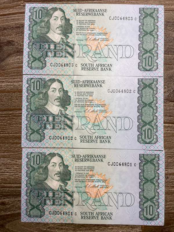 Stals *** R10 *** 1990 first issue *** 3 amazing consecutive notes