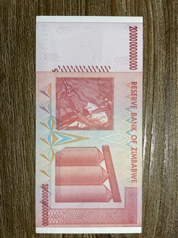 Zimbabwe *** 2008 **** 20 trillion dollars *** elusive notes, going up in price