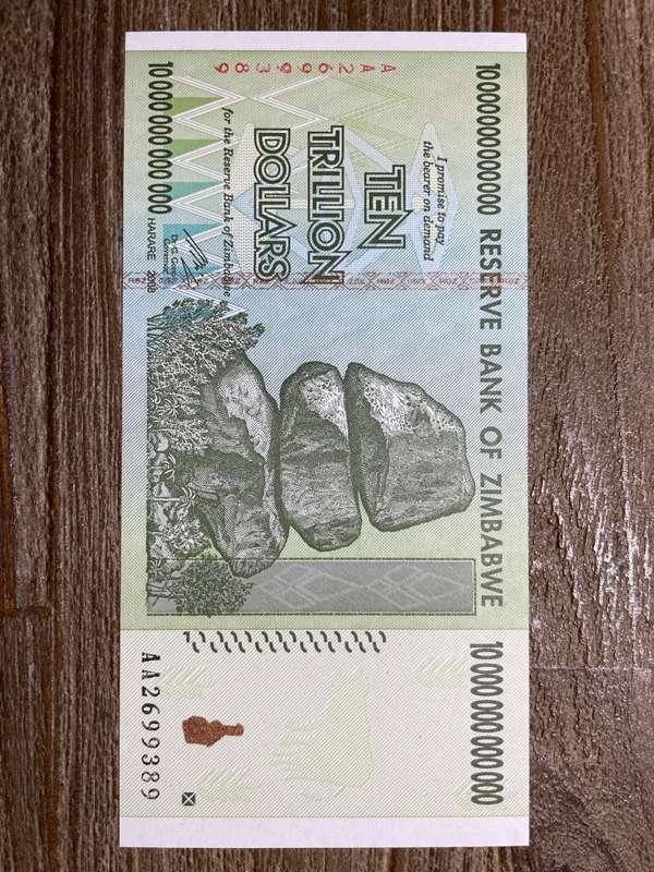 Zimbabwe *** 2009 **** 10 trillion dollars *** elusive notes, going up in price