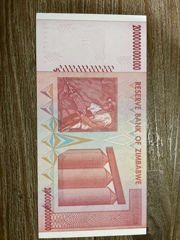 Zimbabwe *** 2008 **** 20 trillion dollars *** elusive notes, going up in price