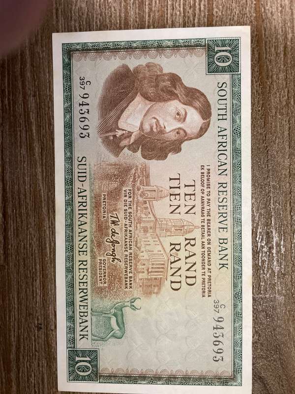 De Jongh *** R10 *** 1975 third issue *** very good condition but marks around note