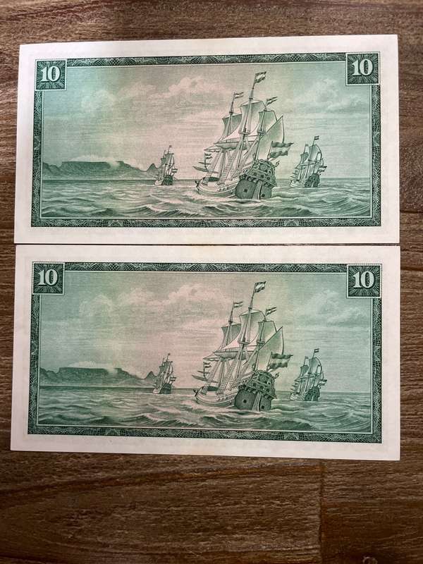 De Jongh *** R10 *** 1975 third issue *** 2 great consecutive notes, scarce