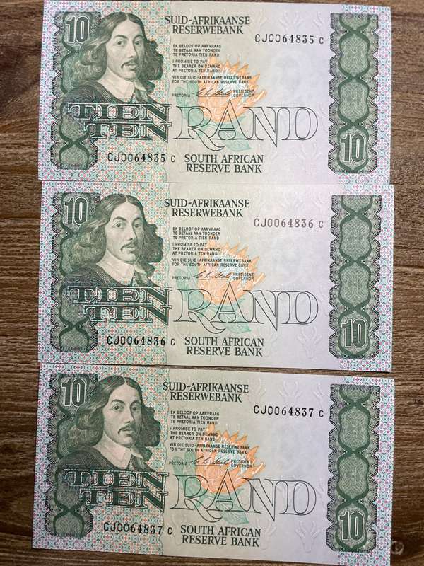 Stals *** R10 *** 1990 first issue *** 3 amazing consecutive notes