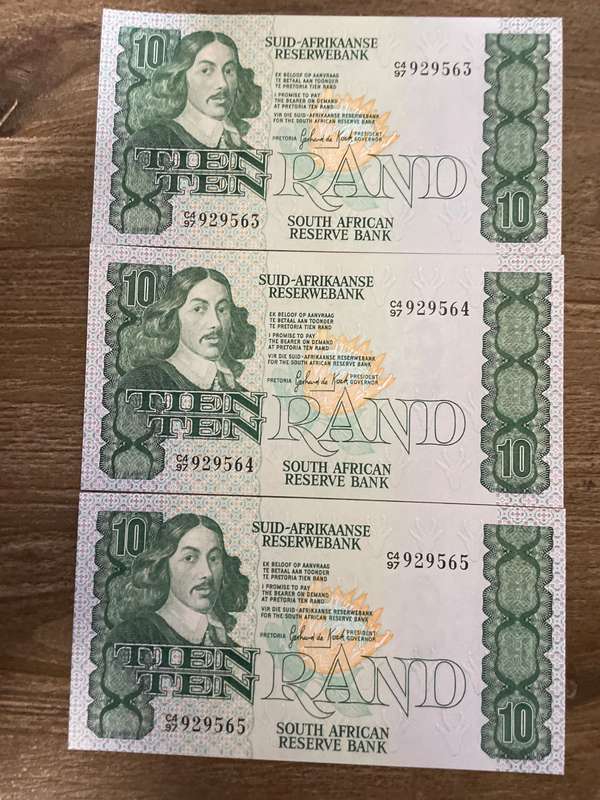 GHC de Kock *** R10 *** 1982 second issue *** 3 amazing consecutive notes