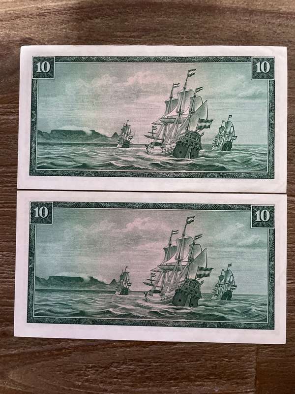 De Jongh *** R10 *** 1976 third issue *** 2 replacement consecutive notes, scarce