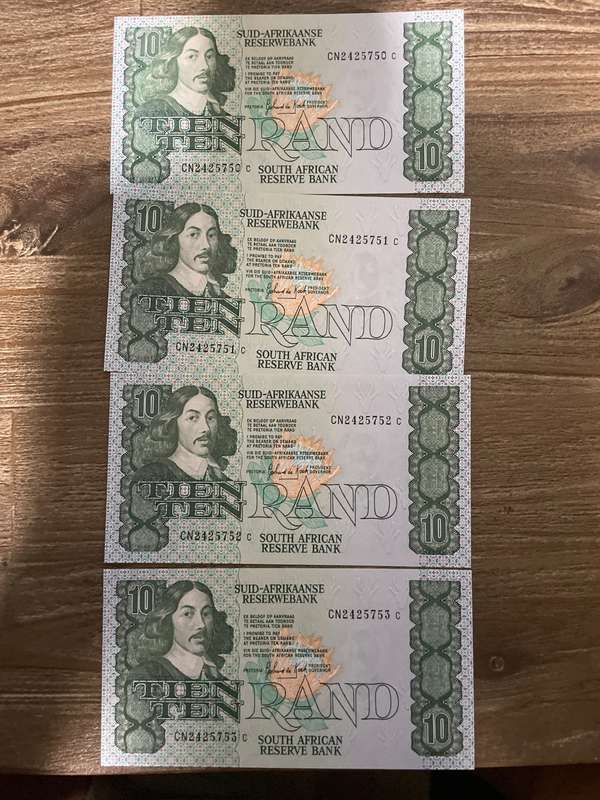 GHC de Kock *** R10 *** 1985 third issue *** 4 beautiful consecutive notes