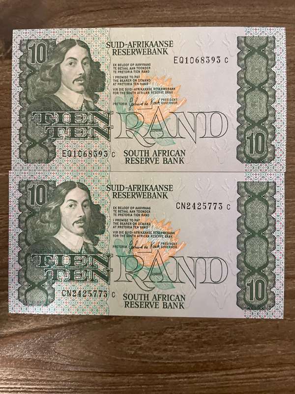 GHC de Kock *** R10 *** 1985 third issue *** 2 great consecutive notes