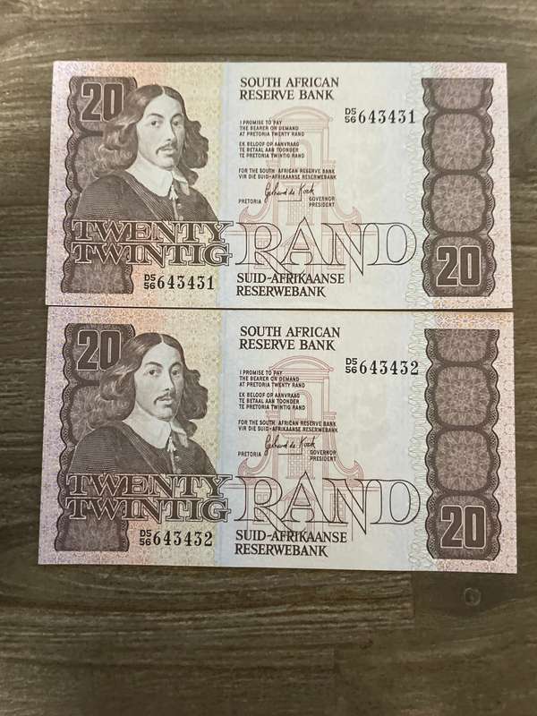 GHC de Kock *** R20 *** 1984 *** third issue *** 2 great consecutive notes