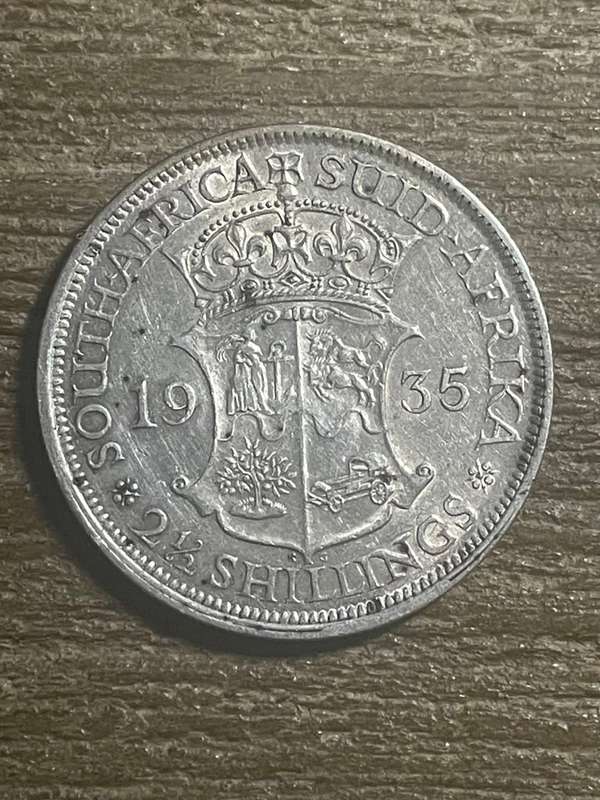 1935 *** 2 1/2 Shilling *** au details coin top coin
