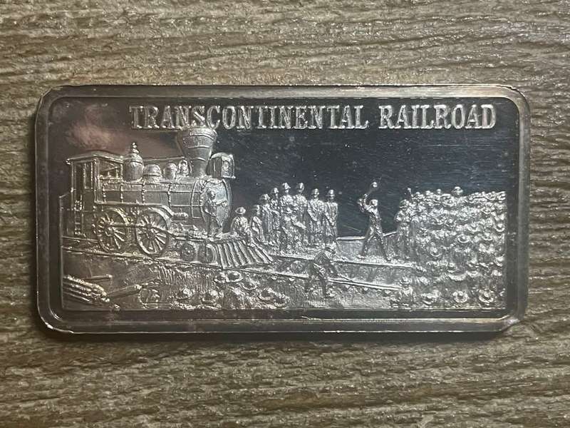 Silver 1 oz *** Transcontinental Railway *** 1976 Hamilton Mint selling for appr R1800 on ebay