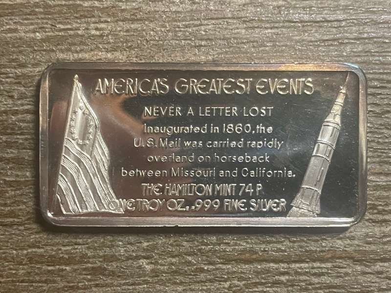 Silver 1 oz *** Pony Express *** 1976 Hamilton Mint selling for appr R1800 on ebay
